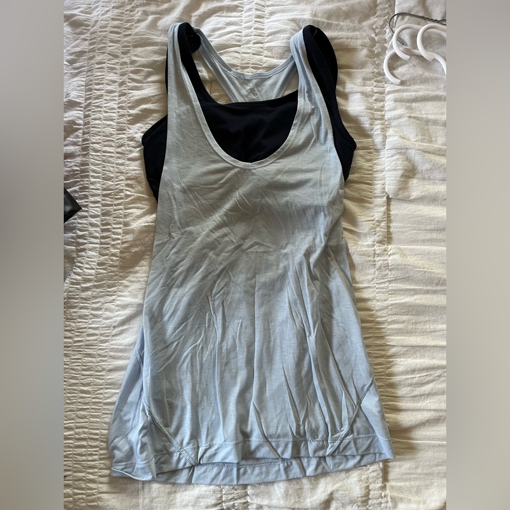 Athleta Light Blue and Navy Workout Tank
